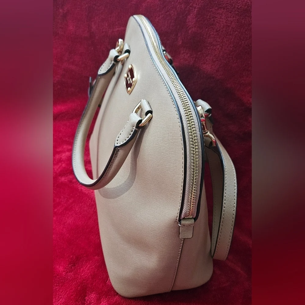 Michael Kors Cindy Dome Tan Leather Satchel-Crossbody